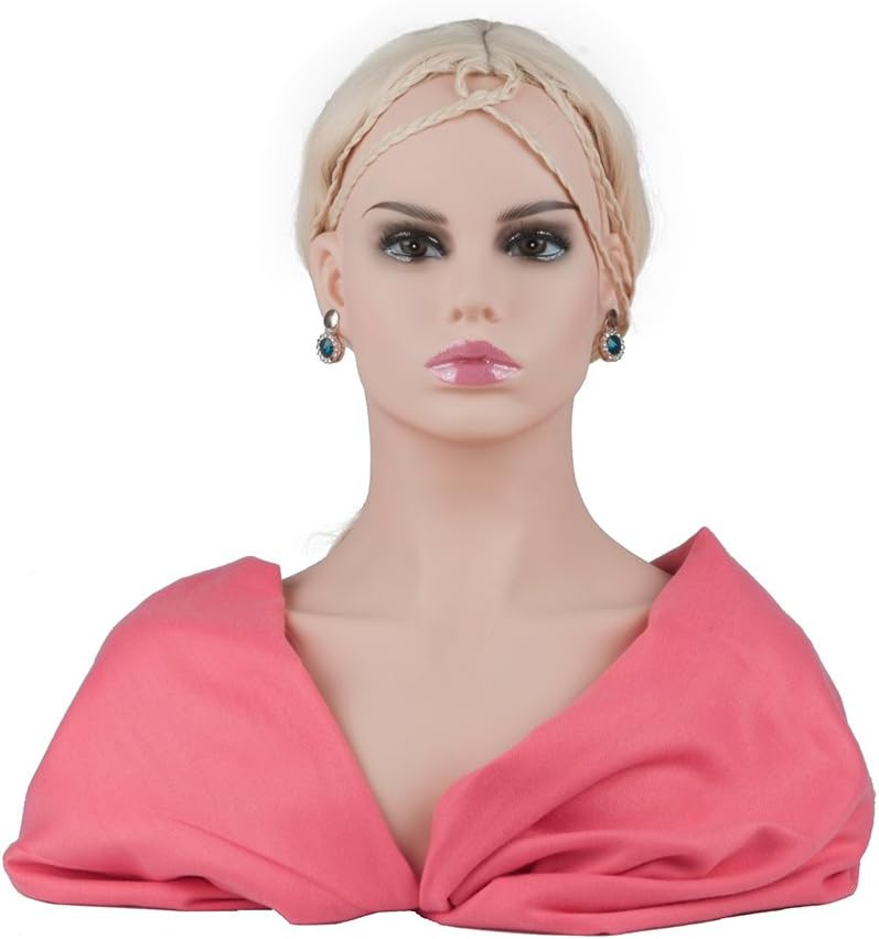 L7 Mannequin Wig Display Mannequin Head Bust with Shoulders for Female