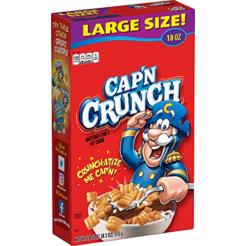 QUAKER CAP’N CRUNCH BREAKFAST CEREAL, 18OZ BOX, 18 OZ
