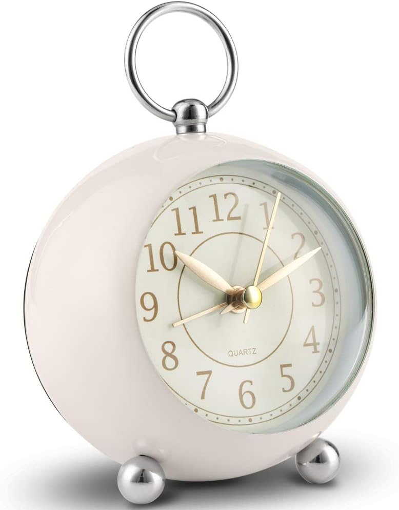 Neucox Silent Bedside Clocks Battery Operated Non Ticking Desk Clock Analogue Alarm Clock Bedroom Retro Alarm Clock Simple Loud Vintage Alarm Clocks with Light Large Display for Heavy Sleepers Office