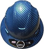 HDPE-Hydro Dipped Blue Full Brim Fiberglass Hard Hat with Fas trac Suspension HDPE Hydro