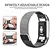 iGK Milanese Replacement Bands Compatible for Fitbit Charge 2, Stainless Steel Metal Bracelet with Unique Magnet Clasp Black Large
