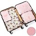 6Pcs Travel Storage Bags Clothes Packing Cubes Luggage Organizer Pouch (pink cherry 2)