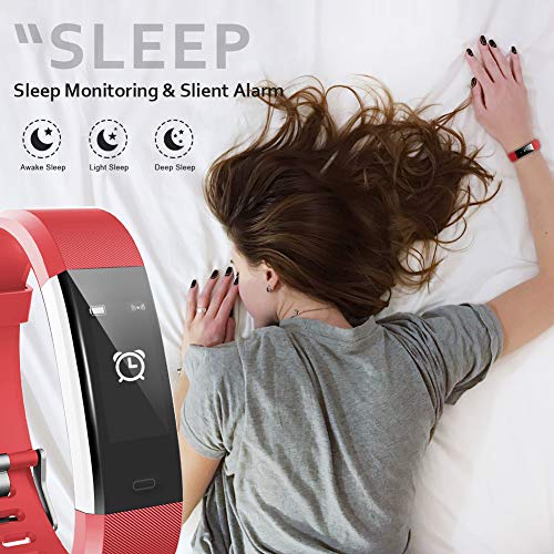 Lintelek Fitness Tracker, Heart Rate Monitor Activity Tracker with Connected GPS Tracker, Step Counter, Sleep Monitor,Waterproof Pedometer for Android and iOS Smartphone (Dark)