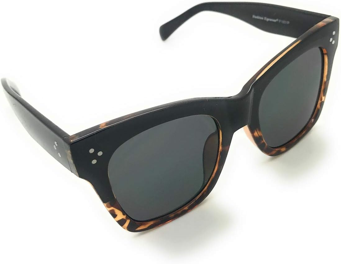 Womens Oversized Fashion Sunglasses Big Flat Square Frame UV 400 With Microfiber Case