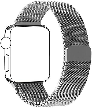 Blesihu Watch Band for Apple Watch,Stainless Steel Magnetic Closure Clasp Milanese Milanese Loop Mesh Band for Apple Watch Sport Silver 42mm