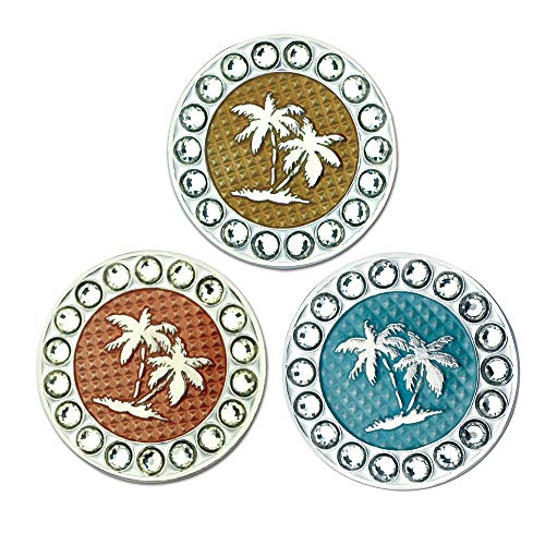 Myartte Golf Ball Markers Crystal Ball Markers Fit Magnetic Golf Hat Clips and Magnetic Divot Tools (Palm Tree-White)
