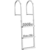 VEVOR Removable Dock Ladder, 3 Steps, Aluminum Alloy Pontoon Boat Swim Ladder, with Non-Slip Wide PP Steps, 500 lbs Weight Capacity, Quick Release Design, for Lake Swimming, Pool, Marine Boarding