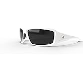 EDGE Brazeau Wrap-Around Safety Glasses, Anti-Scratch, Non-Slip, UV 400, Military Grade, ANSI/ISEA & MCEPS Compliant, 5.04" Wide, White Frame/Smoke Lens