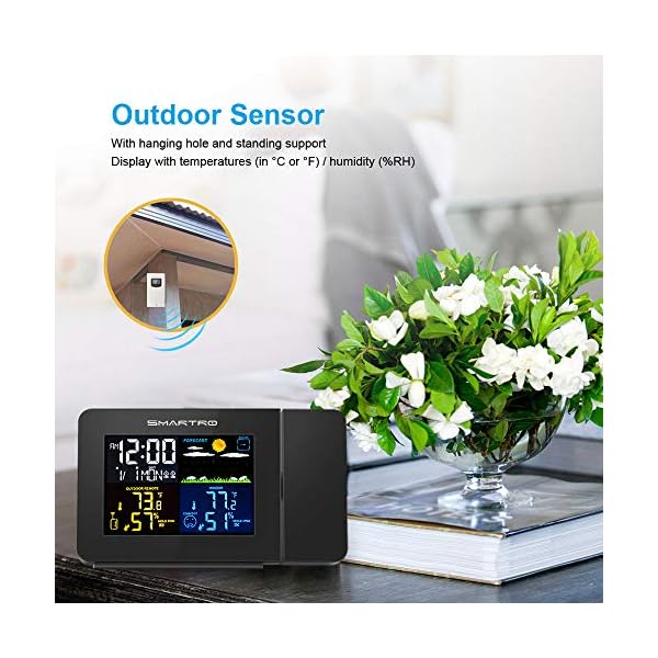 SMARTRO SC91 Projection Alarm Clock for Bedrooms with Weather Station