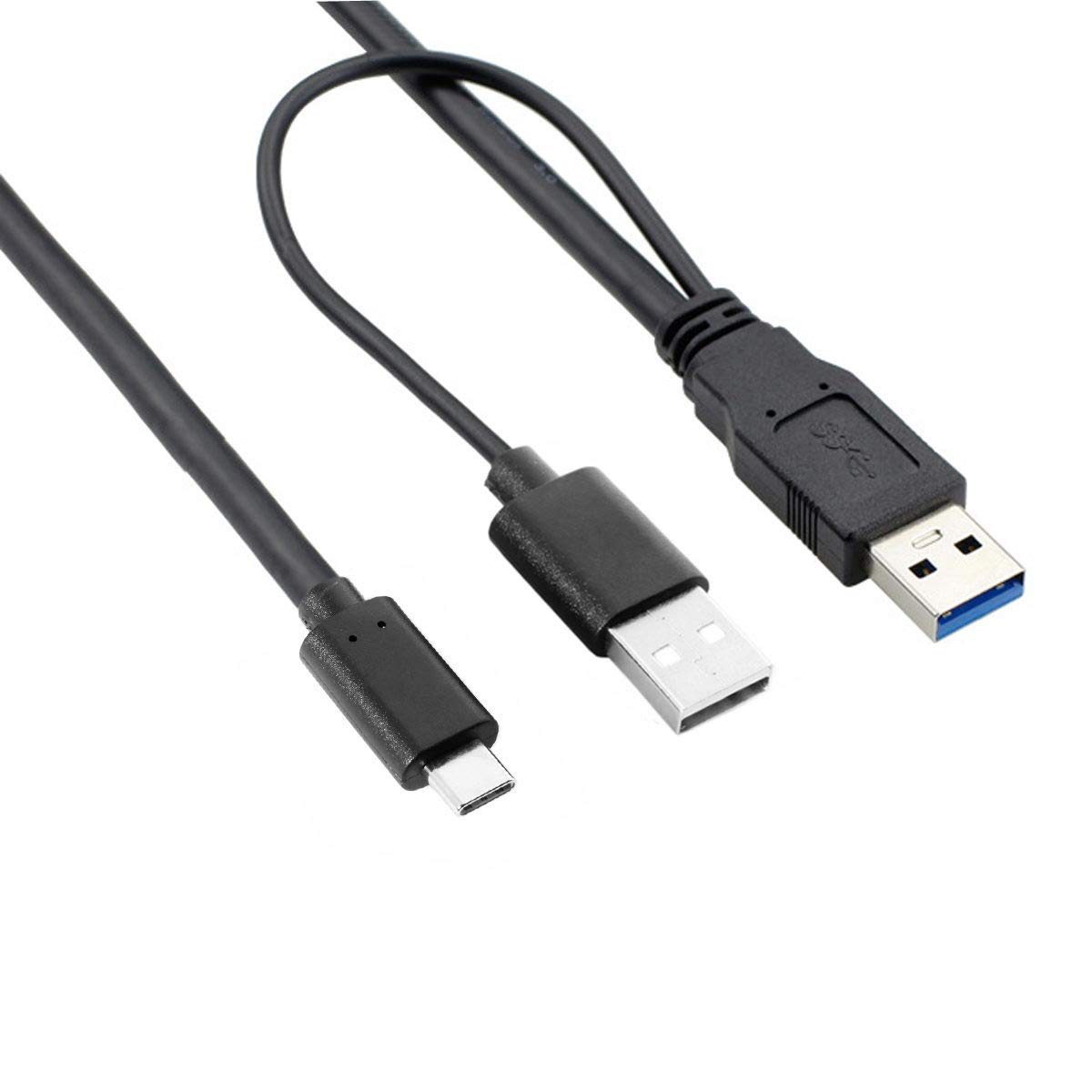 chenyang UC-125 Type-C USB-C to USB 3.0 Male & USB 2.0 Dual Data Y Cable for Laptop & Hard Disk 60cm