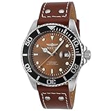 Invicta Men's 'Pro Diver' Quartz Stainless Steel and Leather Watch, Color:Brown (Model: 22070)