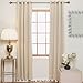 Blackout Curtain Beige Antique Brass Grommet Top Thermal Insulated 108 Inch Length Pair