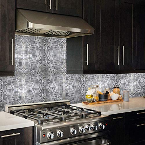 XUANINY Metal Backsplash Shiny Tile Peel and Stick Mosaics for Kitchen Backsplashes, 11.8"x11.8
