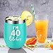 I'm 40 - Funny 40th Birthday Gifts for Women - Turning 40 Year Old Birthday Gifts Ideas for Wife, Mom, Sister, Her, Friend, Coworker, BFF, Girlfriend, Cousin - Coolife 12 oz Insulated Wine Tumbler Cup