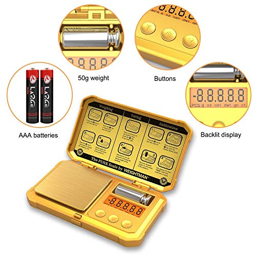WEIGHTMAN Gram Scale, 200/0.01g Scale Gram, 6 Units, Small Digital Scale for Jewelry, Gold, Herb, Medicine, Calibration Set and Batteries Included