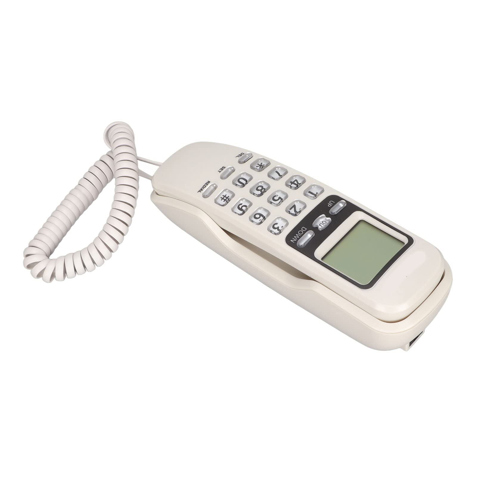 Rengu Corded Phone, Clear Keys Selectable Ringtone Wired Landline Flash Function for Home (White)