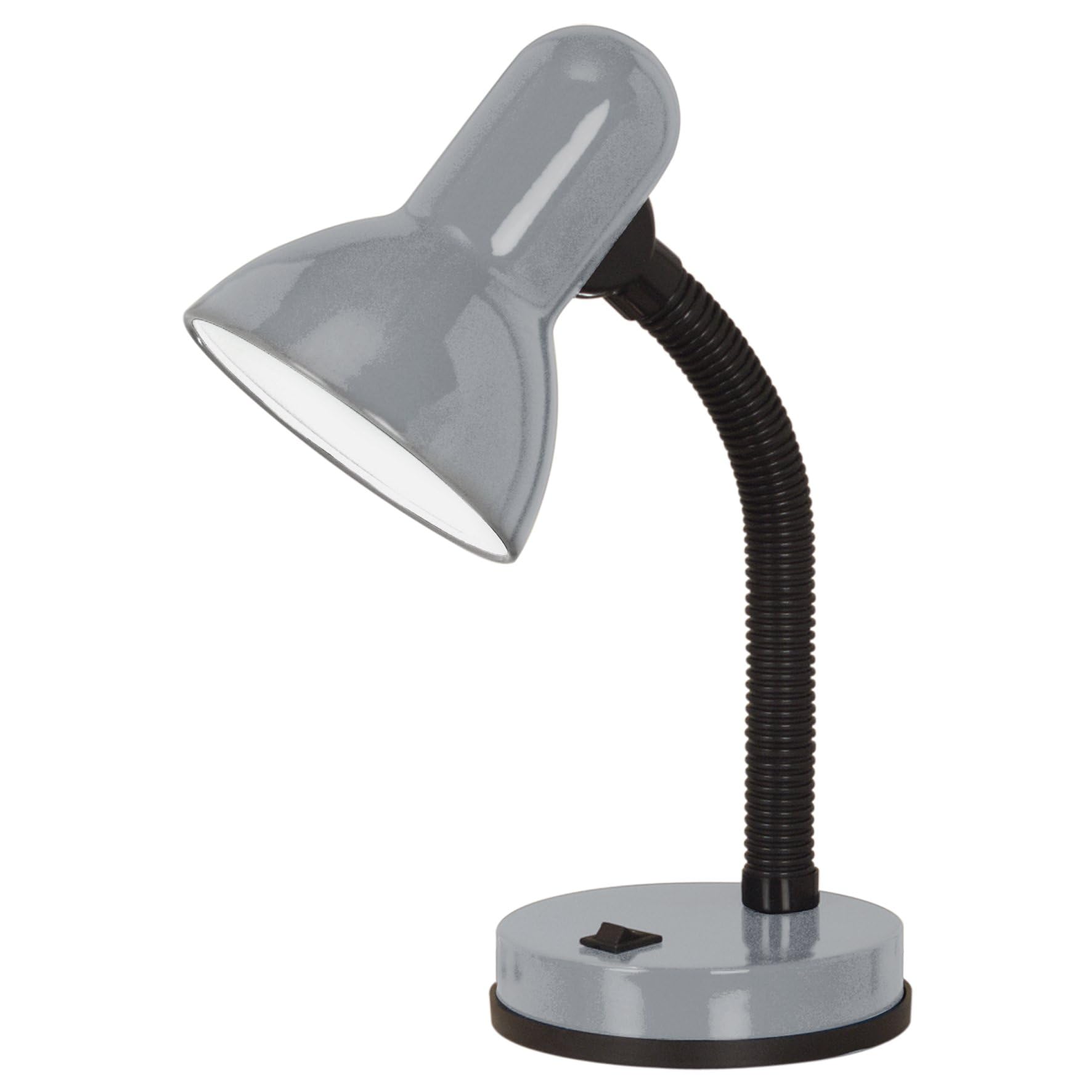 EGLO Basic 1 table light, Silver Steel and plastic desk lamp, E27 socket