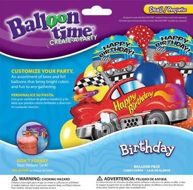 Balloon Time Balloon Pack Sports Car Birthday Use W/ Helium Balloon Kit Ace 2292043 by Worthington Cylinders