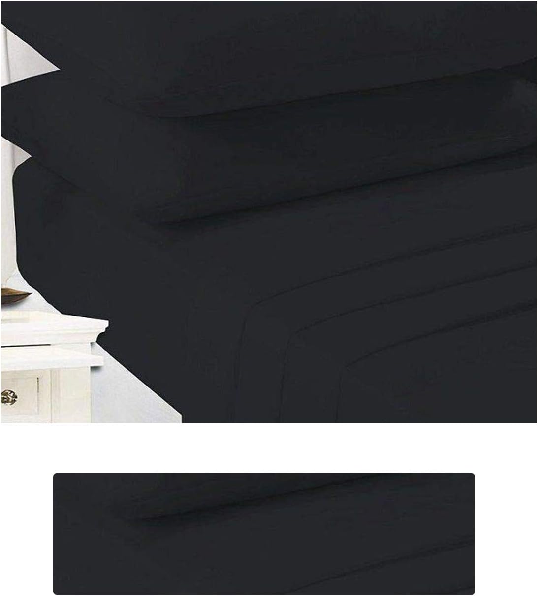 byrewood® Polycotton Black Pillowcases 2 Pack Easy Care Plain Dyed