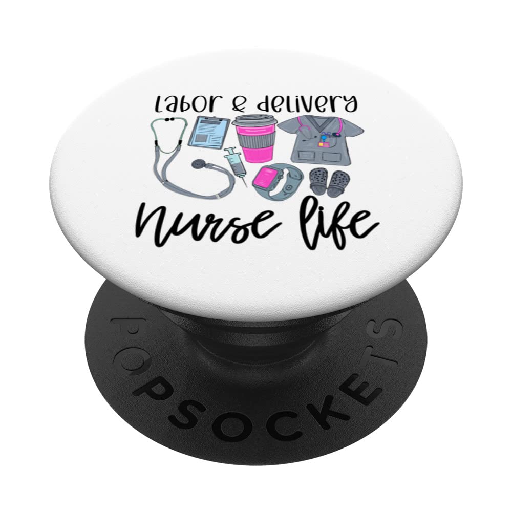 Cute women RN symbol nursing job work nurse labor delivery PopSockets Swappable PopGrip