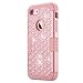 iPhone 7 Case, LONTECT Hybrid Heavy Duty Shockproof Diamond Studded Bling Rhinestone Case Dual Layer [Hard PC+ Soft Silicone] Impact Protection for Apple iPhone 7 - Rose Gold