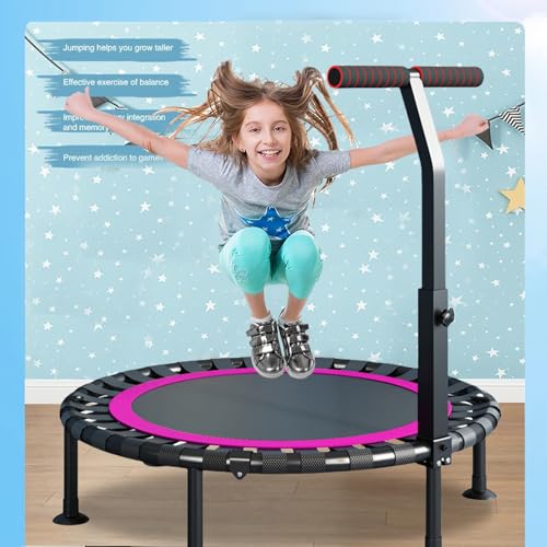 DMG TECH Trampoline, T Shape Adjustable Foam Handle Trampoline, Stable and Quiet Exercise Rebounder, Indoor Rebounder Exercise Trampoline Body Exercise and Fitness, for Adults and Kids