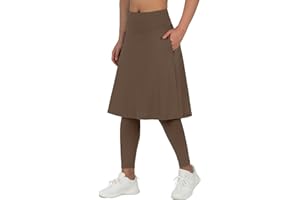 ANIVIVO Women Long Knee Length Skirt with Full Leggings,Skirted Leggings with High Waisted Pockets