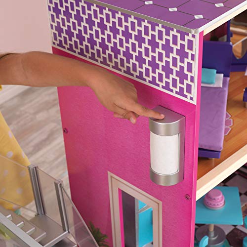 KidKraft Uptown Puppenhaus aus Holz mit Möbeln und Zubehör, Spielset mit Katze, Pool und Dachterrasse für 30 cm große Puppen, Spielzeug für Kinder ab 3 Jahre, 65833 – Bild 5