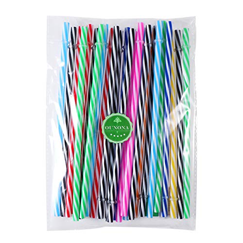OUNONA Kunststoff Trinkhalme Bunte Wiederverwendbare Dicke Strohhalme mit Pinsel f¨¹r Party Glas 25 St¨¹cke (Mischfarben) – Bild 8