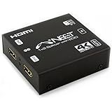 Neet® - 2 Way HDMI SPLITTER BOX HDCP v2.2 - 1x2 Port (1 input 2 output) HDMI 2.0 4k / 60 Hz With EDID + Smart HDCP - Active Amplifier - Display 4k Ultra HD on 2 TVs - 3D - Supports Sky Q