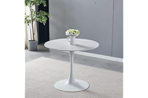 Tulip Mid-Century Modern Round Dining Table, Pedestal Table for Kitchen, Dining Room & Living Room, Easy to Assemble