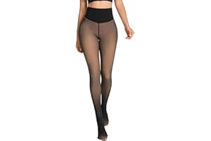 Apriddeo One-Seam Fake Sheer Fleece Lined Tights for Women, Thermal Leggings with Tummy Control & Butt Lifting Design