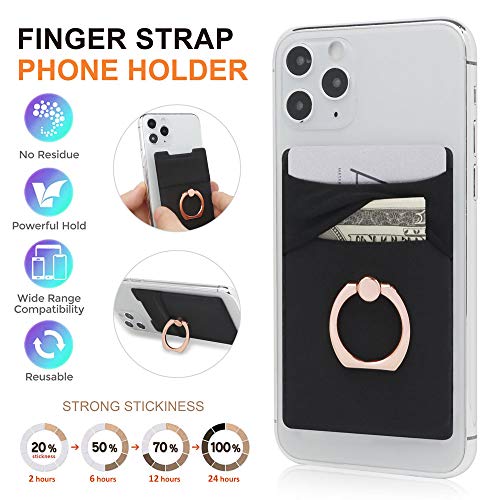 new 4 in 1 cell phone stick on spandex ring wallet card holder sleeve double pocket+magnetic + finger grip strap loop + kickstand – best stretchy card holder,sticks to case for iphone 11 most mobile pricepulse new 4 in 1