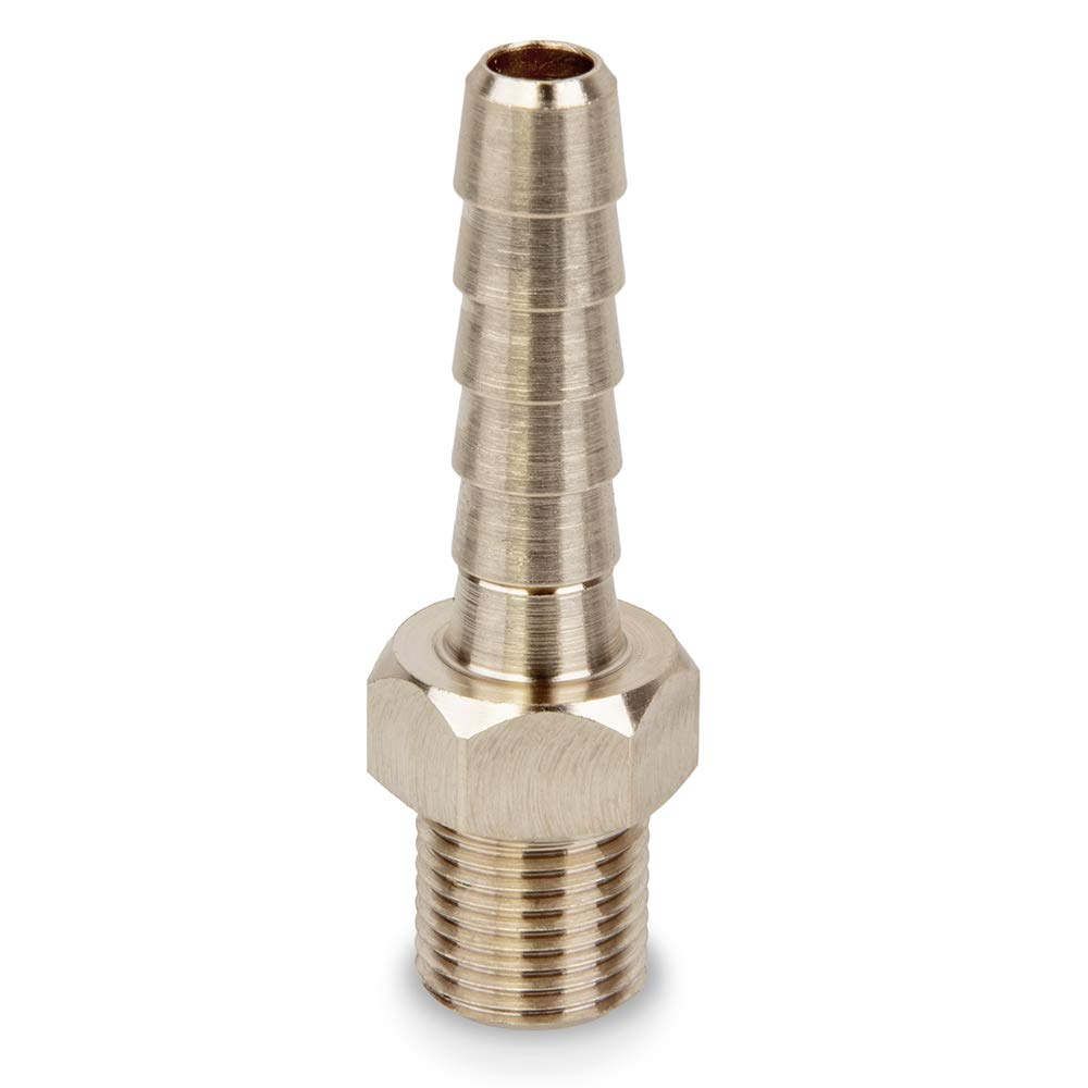 PrecisionGeek - Hose Barb Fitting Straight NPT 1/8 x 1/4 Inch (6mm) Male Thread Pipe Connector for Water Air Fuel Tube - Set of 1 Pieces