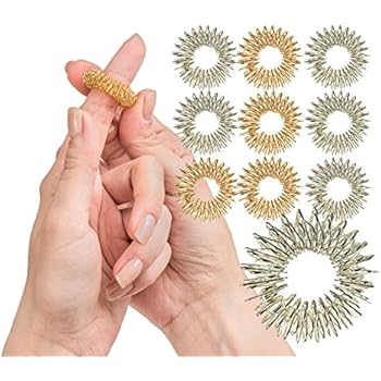 Spiky Sensory Finger Rings (Pack of 10) - Great Fidget/Sensory Toy for Kids and Adults - Spiky Finger Ring/Acupressure Ring Set