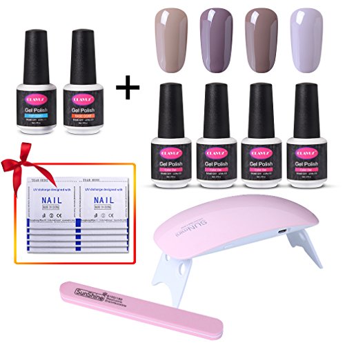CLAVUZ Soak Off Gel Nail Polish Set Top and Base Coat Nail Polish SUNMINI LED Nail Lamp Nail File Remover Wrap New Starter Nail Art Tool Kit CLAVUZ Soak Off Gel Nail Polish Set Top and Base Coat Nail Polish SUNMINI LED Nail Lamp Nail File Remover Wrap New Starter Nail Art Tool Kit