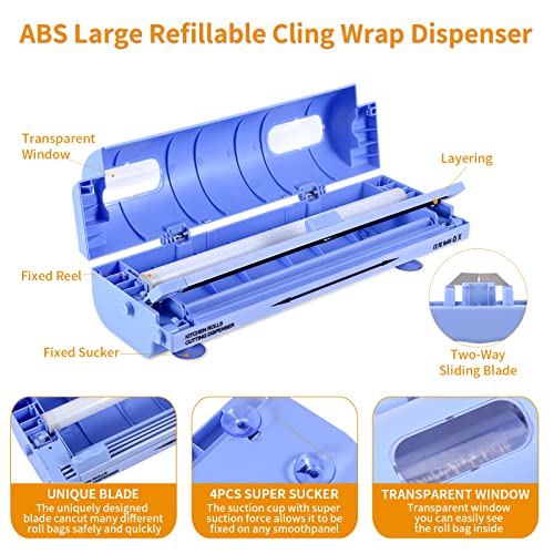 Plastic Wrap Dispenser With Cutter Refillable Wrap Dispenser With
