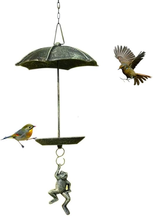 Cast Iron Skydiving Frog Bird Feeder Indoor Outdoor Hanging