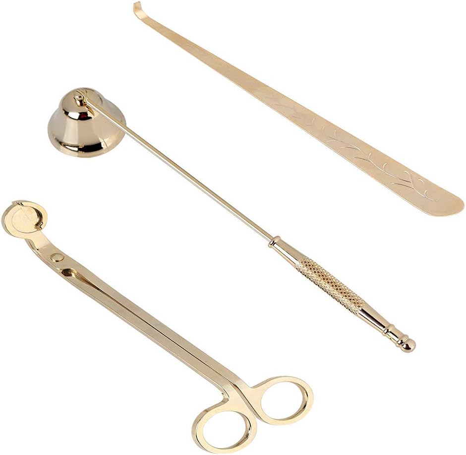 Kilisa Candle Snuffer, Wick Snuffer,Candle Wick Trimmer,Candle Snuffer and Wick Trimmer,Candle Snuffer & Candle Accessory Set (Gold)