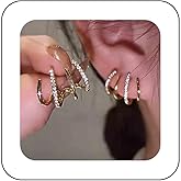 Sttiafay Boho Crystal Claw Earrings Gold Cz Needle Claw Stud Earrings Sparkle Needle Claw Earrings Minimalist Huggie Illusion Earrings Jewelry for Women