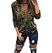 ABD Women's Autumn Long Sleeve Camouflage Print Lace Up Blouse T-Shirt Tops