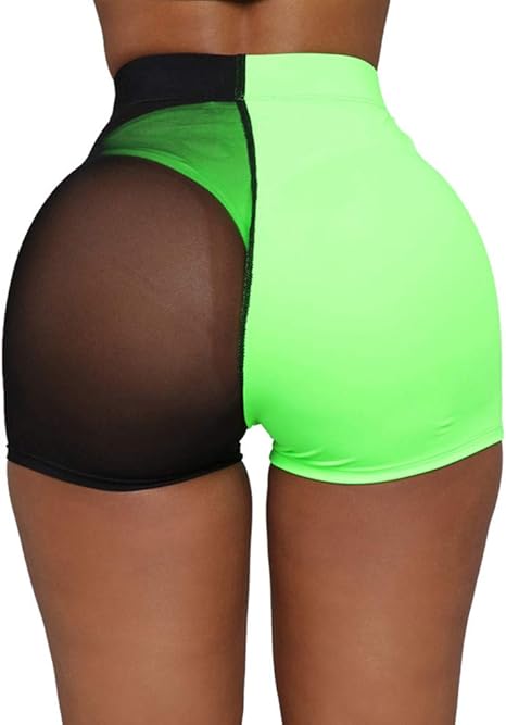 color block high waisted shorts