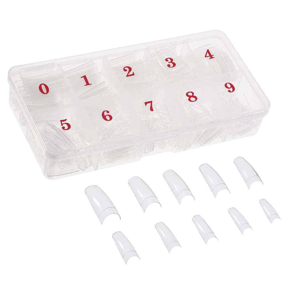 Haobase 500 Pcs False Nails 10 Sizes DIY Acrylic Artificial Fake Nail Tips with Box - Clear French