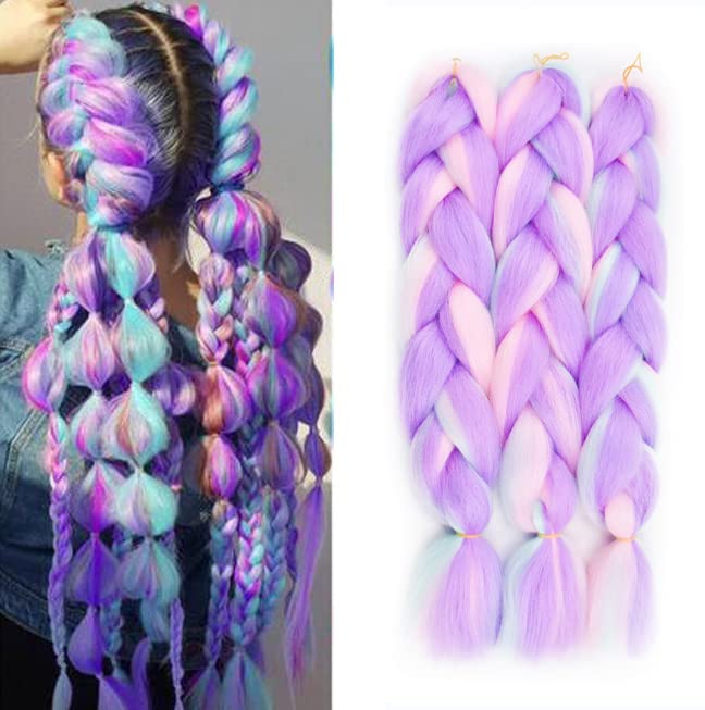 FANWYFYU 3Packs Ombre Braiding Hair 24inch Pre Stretched Jumbo Box Braids High Temperature Fiber Synthetic Afro Hair Extension for Braiding Crochet Twist Braid Hairs(MC9) — image 1