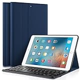 KuGi iPad 9.7 2017 case with keyboard , PU Leather Slim-Front Prop Stand Cover Case with Bluetooth Keyboard for Apple All-New iPad 9.7 2017 tablet (Blue)