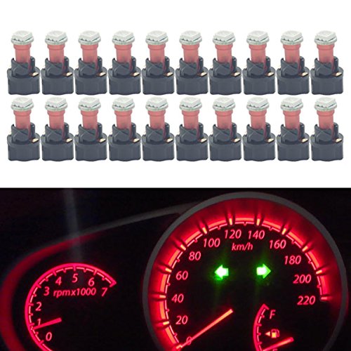 Hercoo Pack of 20 Instrument Dashboard Odometer T5 74 17 37 74 85 1-5050-SMD LED Light Bulbs + Twist Lock Sockets - Red