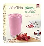 thinkThin High Protein Smoothie Mix, Strawberry Raspberry, 1.38 oz Packet (4 Count)