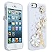 niceEshop White Bling Eiffel Tower With Flowers Crystal Rhinestone Hard Case Cover For Apple iPhone 5 5S