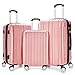 Fochier 3 Piece Expandable Spinner Luggage Set Hard Shell Lightweight Suitcase Rose Gold