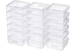 Naivees 18 Pack Storage Containers with Latching Lid Small Size 5" x 5"x 1.9" Plastic Clear Boxes for Office,Beauty